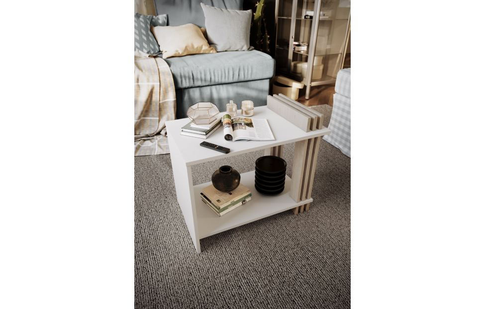 Журнальные столы - изображение №5 "Стол журнальный Троя Белый, Гикори Рокфорд"  на www.Angstrem-mebel.ru